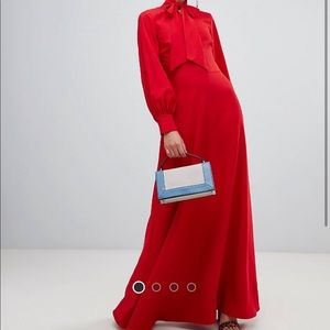 Red maxi dress with bow. NWT.